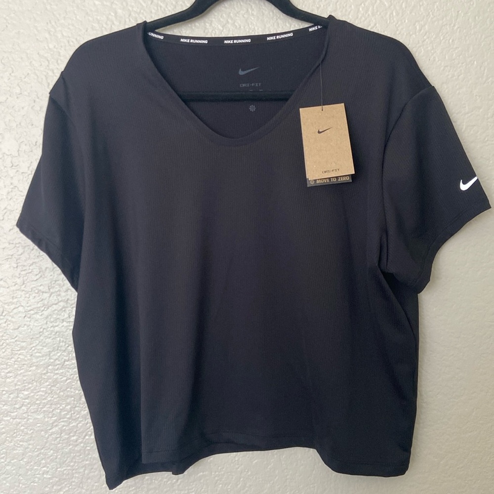 Nike Black Dri-Fit Cropped Running Workout Gym Shirt XL